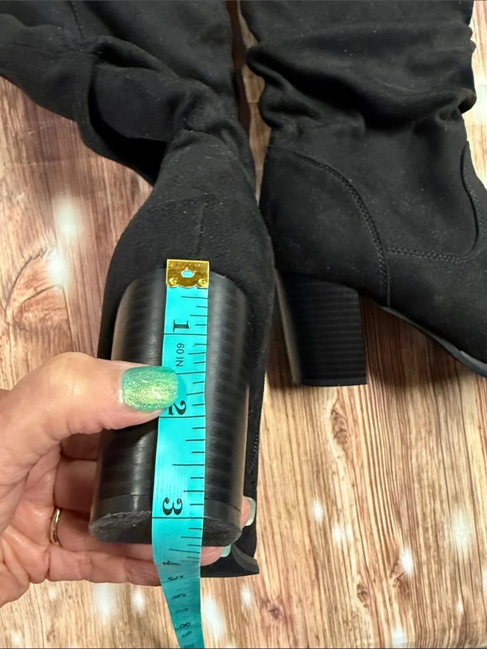 Black Over-the-Knee Suede Block Heel Boots